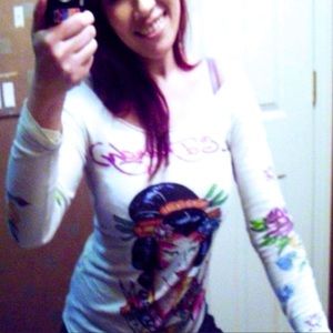 PRELOVED ADORABLE CUT OUT ED HARDY TOP SMALL